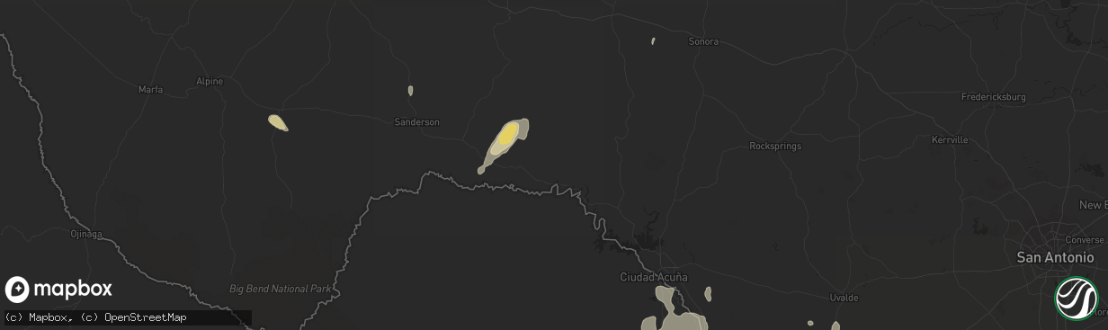 Hail map in Dryden, TX on October 8, 2015