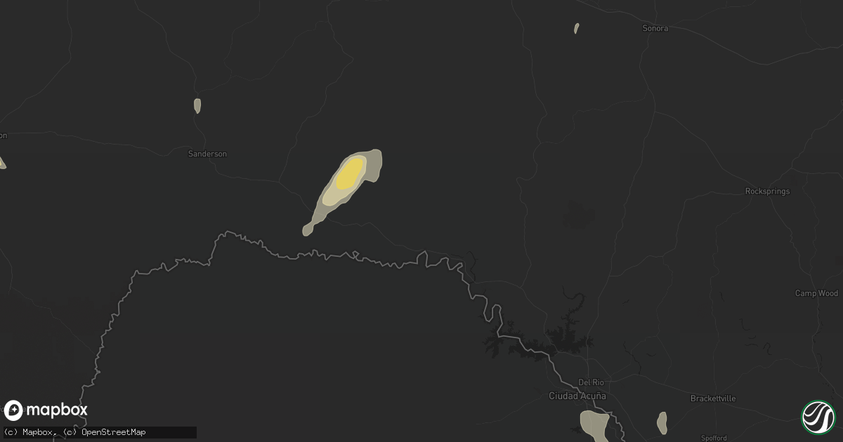 Hail map in Dryden, TX on October 8, 2015