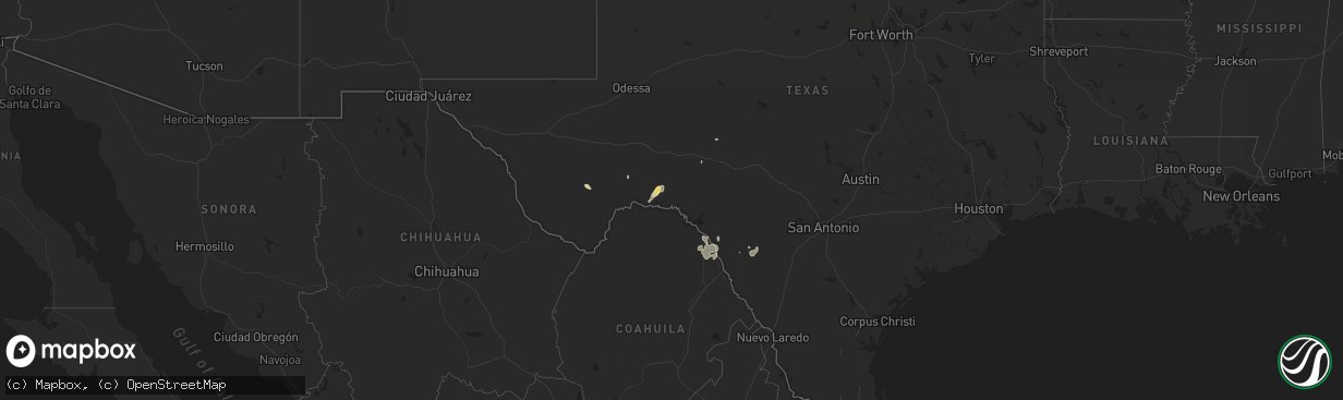 Hail map in Texas on October 8, 2015