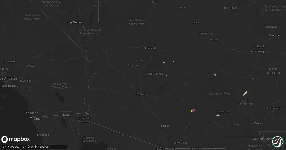 Hail map in Arizona on October 8, 2016