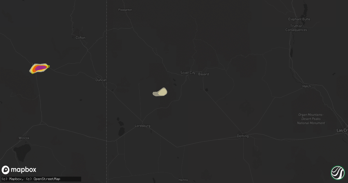 Hail map in Silver City, NM on October 8, 2016