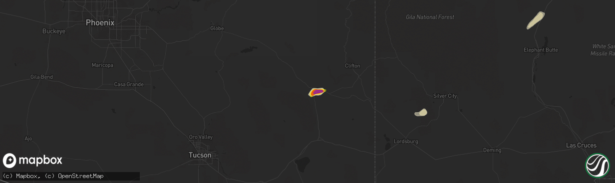 Hail map in Thatcher, AZ on October 8, 2016