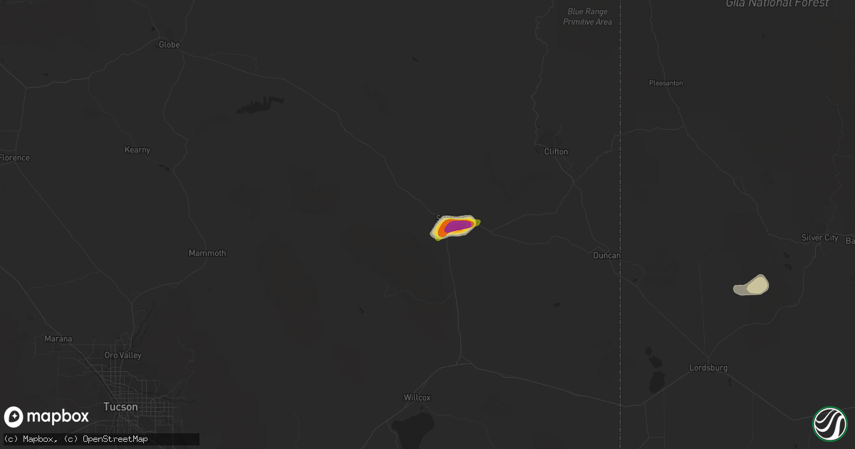 Hail map in Thatcher, AZ on October 8, 2016