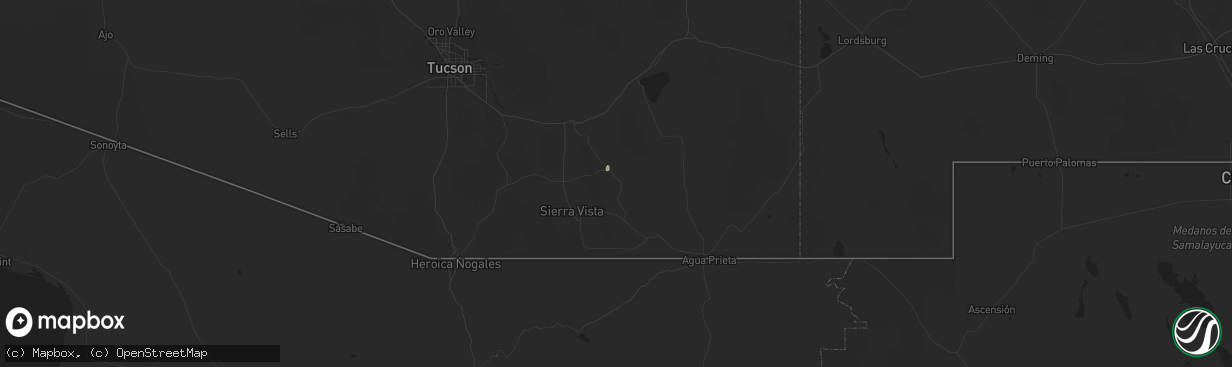 Hail map in Tombstone, AZ on October 8, 2016