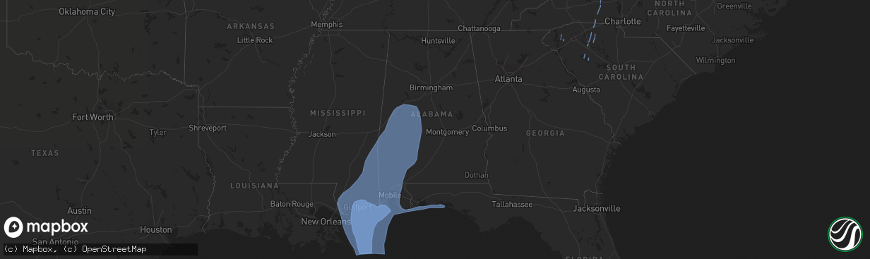 Hail map in Alabama on October 8, 2017