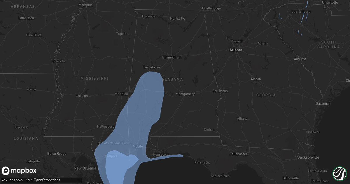 Hail map in Alabama on October 8, 2017