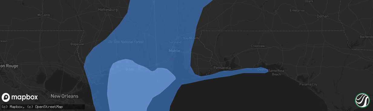 Hail map in Daphne, AL on October 8, 2017