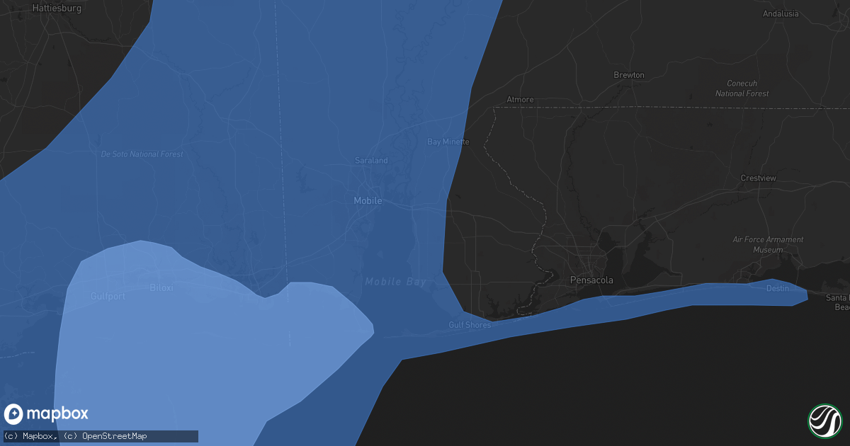 Hail map in Daphne, AL on October 8, 2017