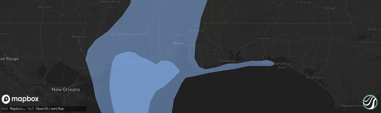 Hail map in Fairhope, AL on October 8, 2017