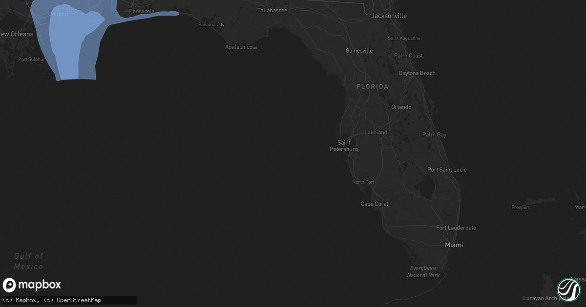 Hail map in Florida on October 8, 2017