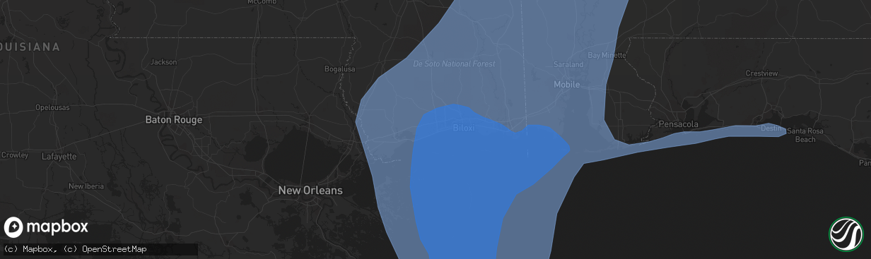 Hail map in Gulfport, MS on October 8, 2017