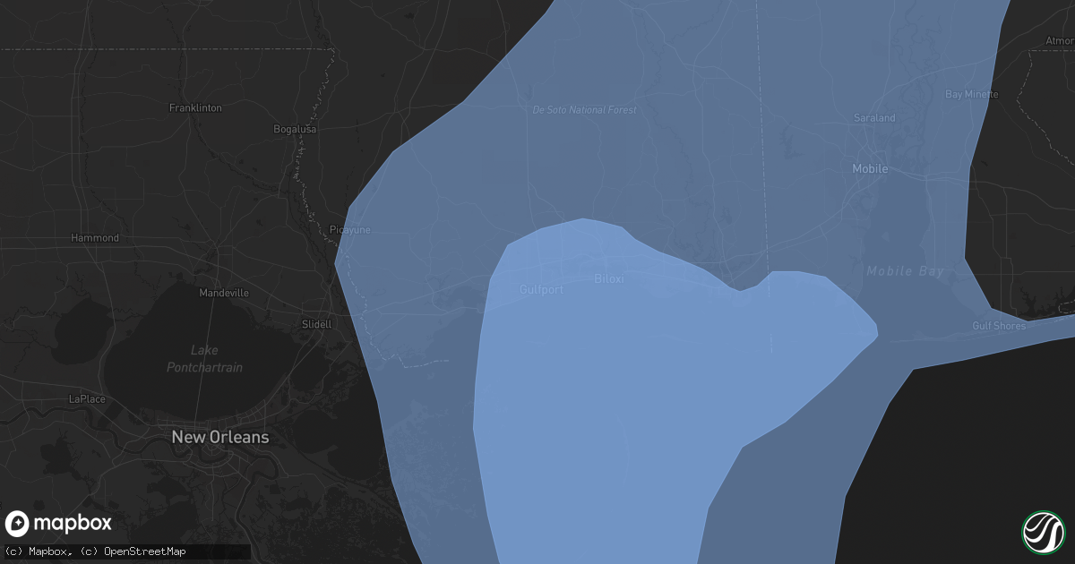 Hail map in Gulfport, MS on October 8, 2017