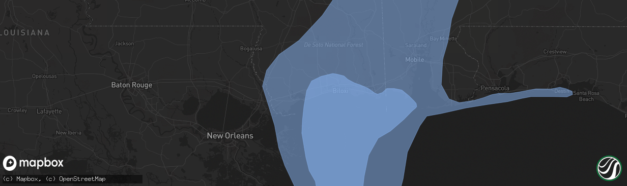 Hail map in Long Beach, MS on October 8, 2017