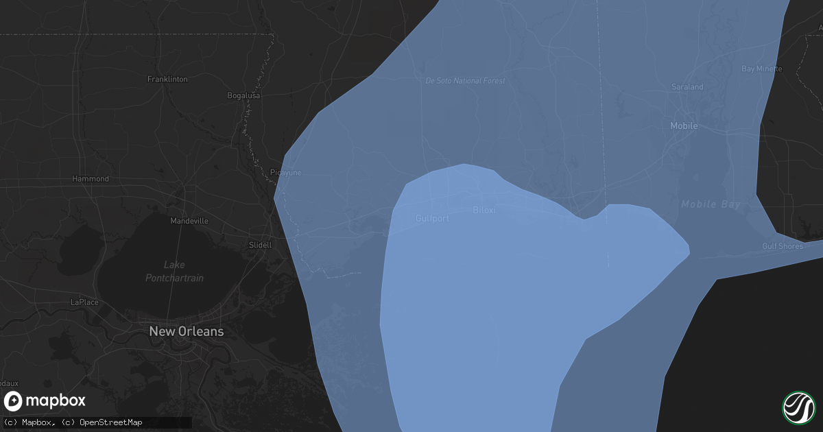 Hail map in Long Beach, MS on October 8, 2017
