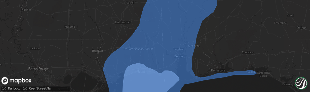 Hail map in Lucedale, MS on October 8, 2017