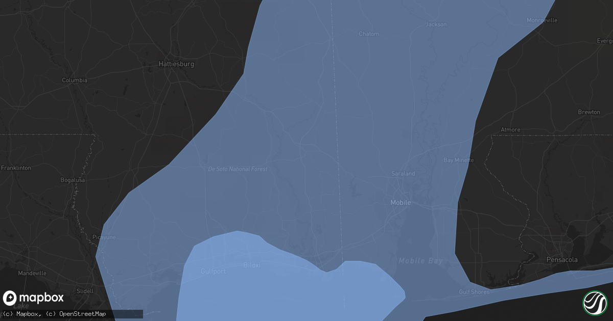 Hail map in Lucedale, MS on October 8, 2017