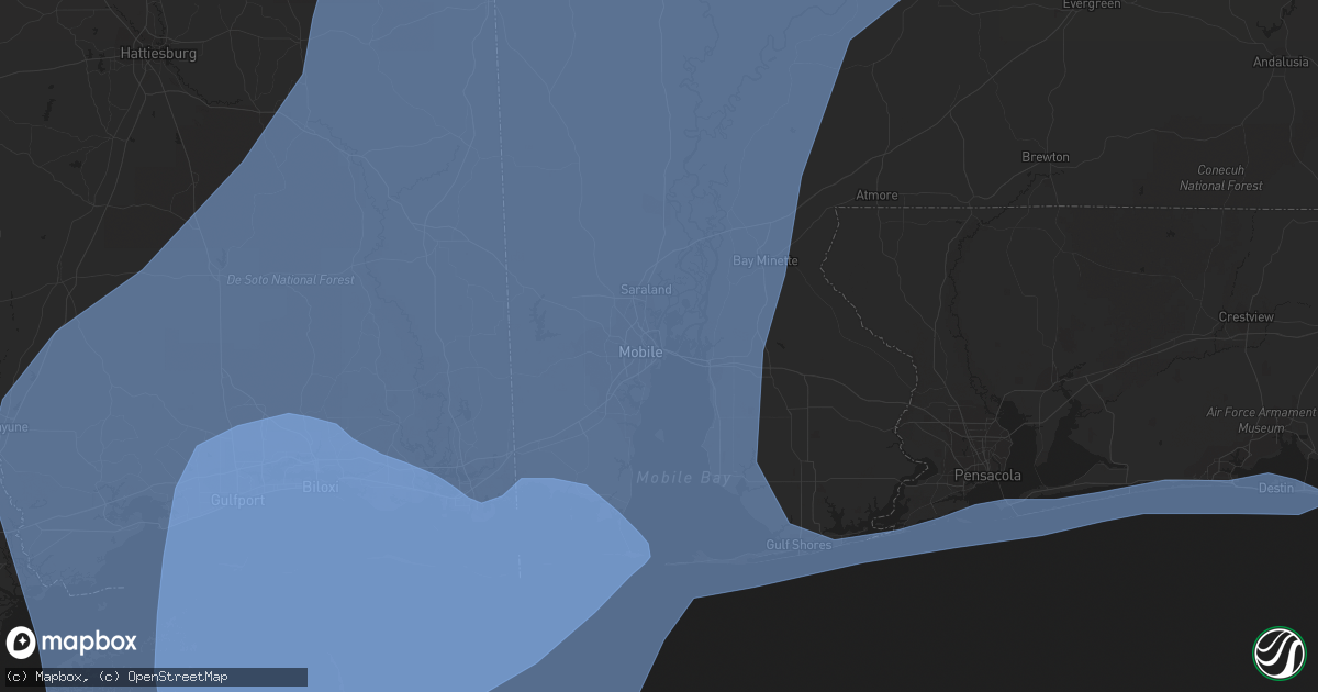 Hail map in Mobile, AL on October 8, 2017