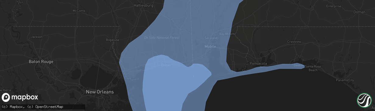 Hail map in Moss Point, MS on October 8, 2017