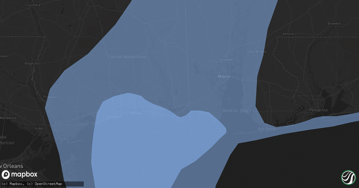 Hail map in Moss Point, MS on October 8, 2017