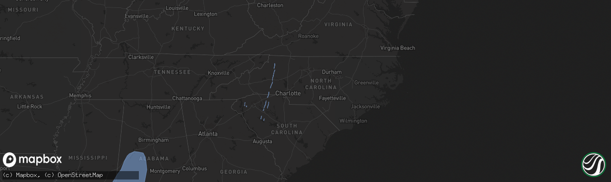 Hail map in North Carolina on October 8, 2017