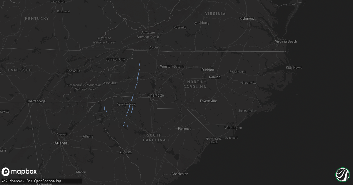 Hail map in North Carolina on October 8, 2017