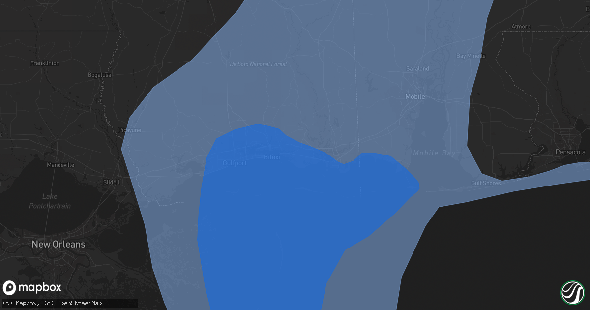 Hail map in Ocean Springs, MS on October 8, 2017