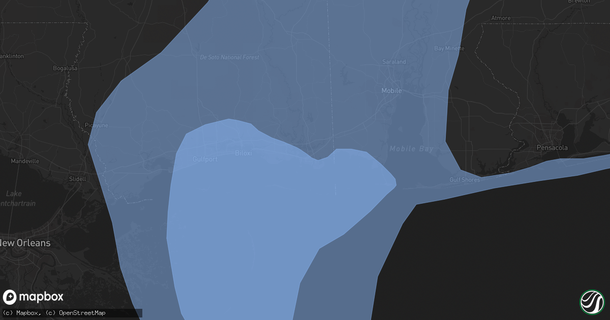 Hail map in Pascagoula, MS on October 8, 2017