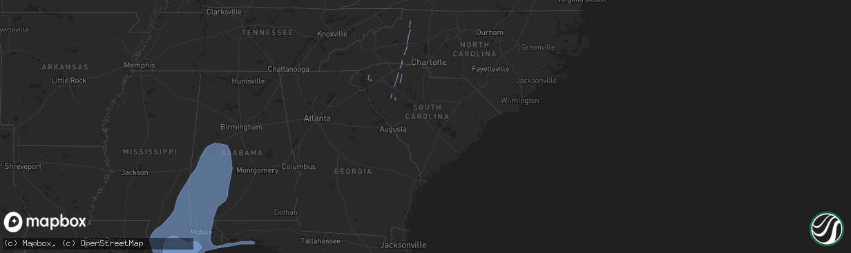 Hail map in South Carolina on October 8, 2017