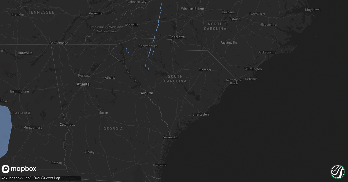 Hail map in South Carolina on October 8, 2017