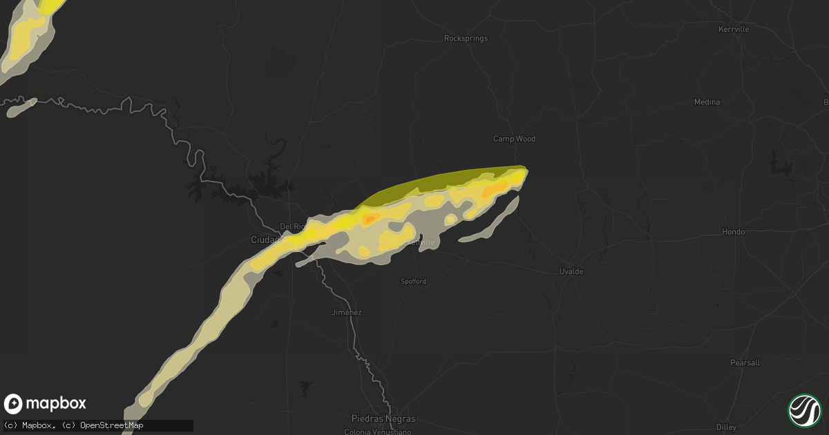 Hail map in Brackettville, TX on October 8, 2018