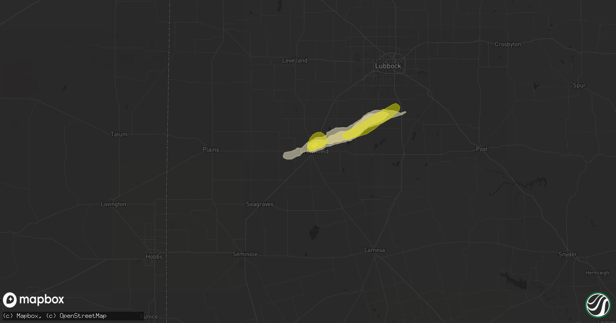 Hail map in Brownfield, TX on October 8, 2018