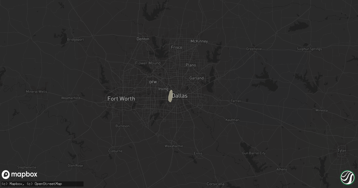 Hail map in Dallas, TX on October 8, 2018