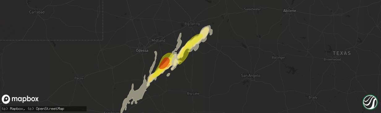 Hail map in Garden City, TX on October 8, 2018