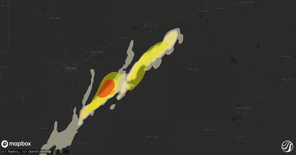 Hail map in Garden City, TX on October 8, 2018