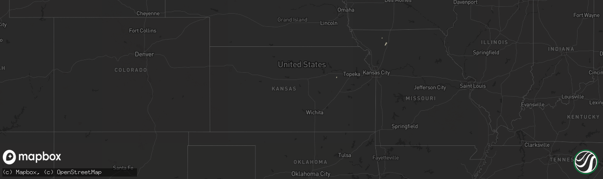 Hail map in Kansas on October 8, 2018