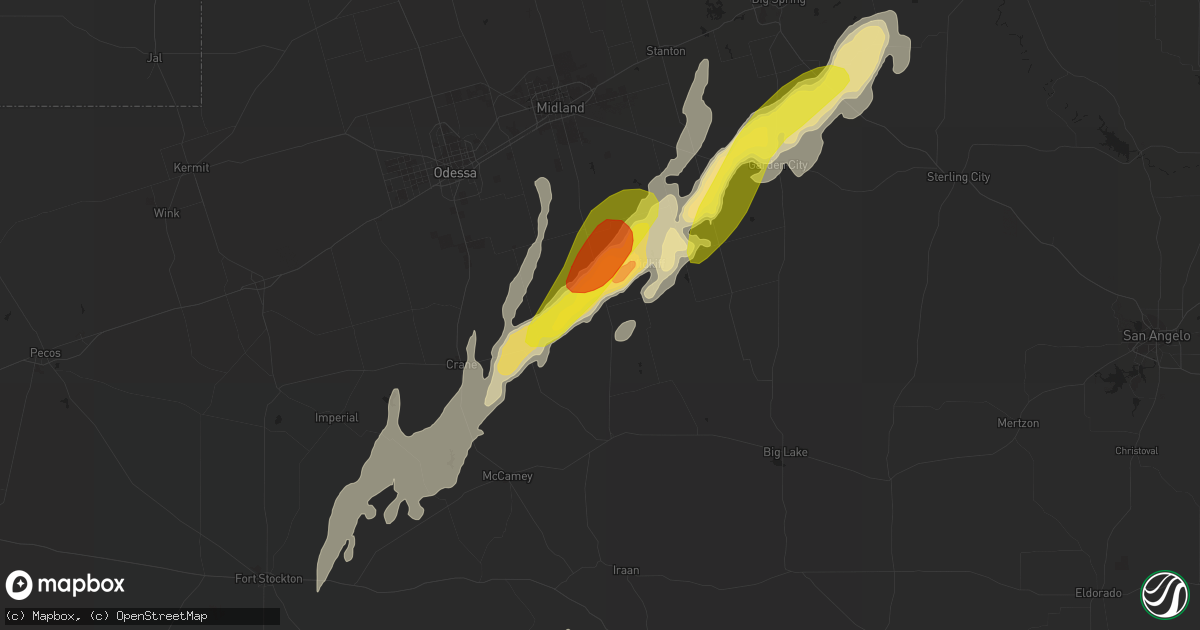 Hail map in Midkiff, TX on October 8, 2018