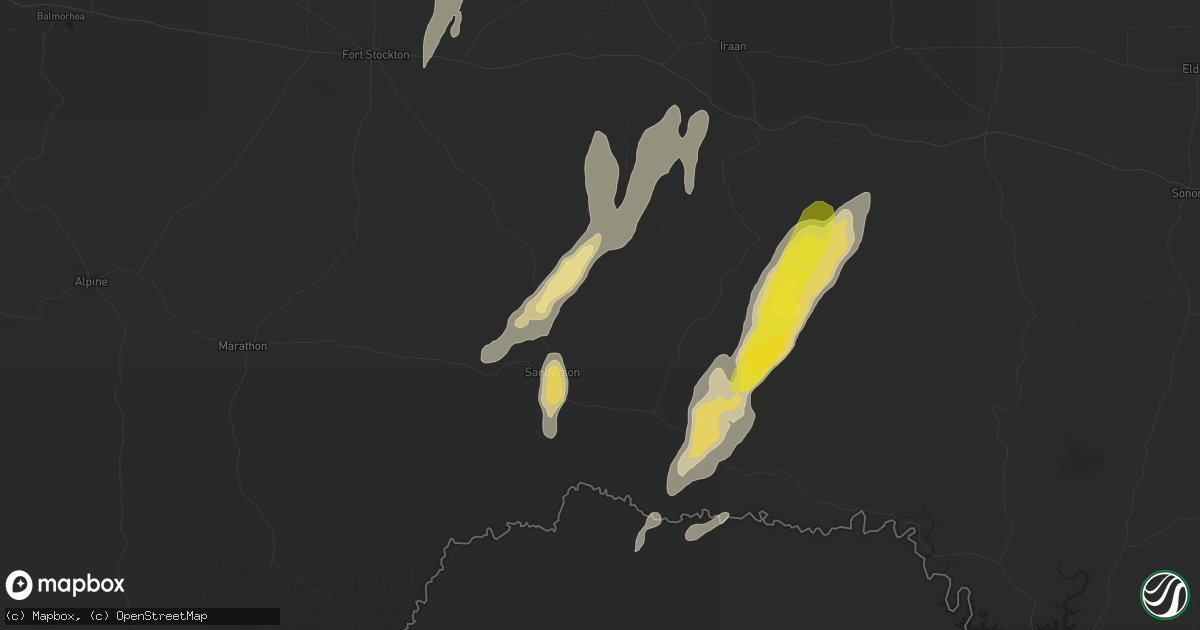 Hail map in Sanderson, TX on October 8, 2018