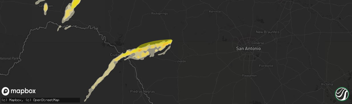 Hail map in Uvalde, TX on October 8, 2018