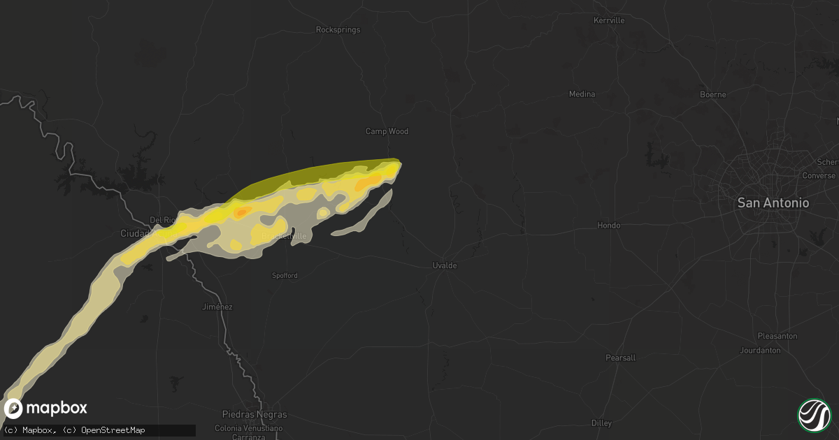 Hail map in Uvalde, TX on October 8, 2018