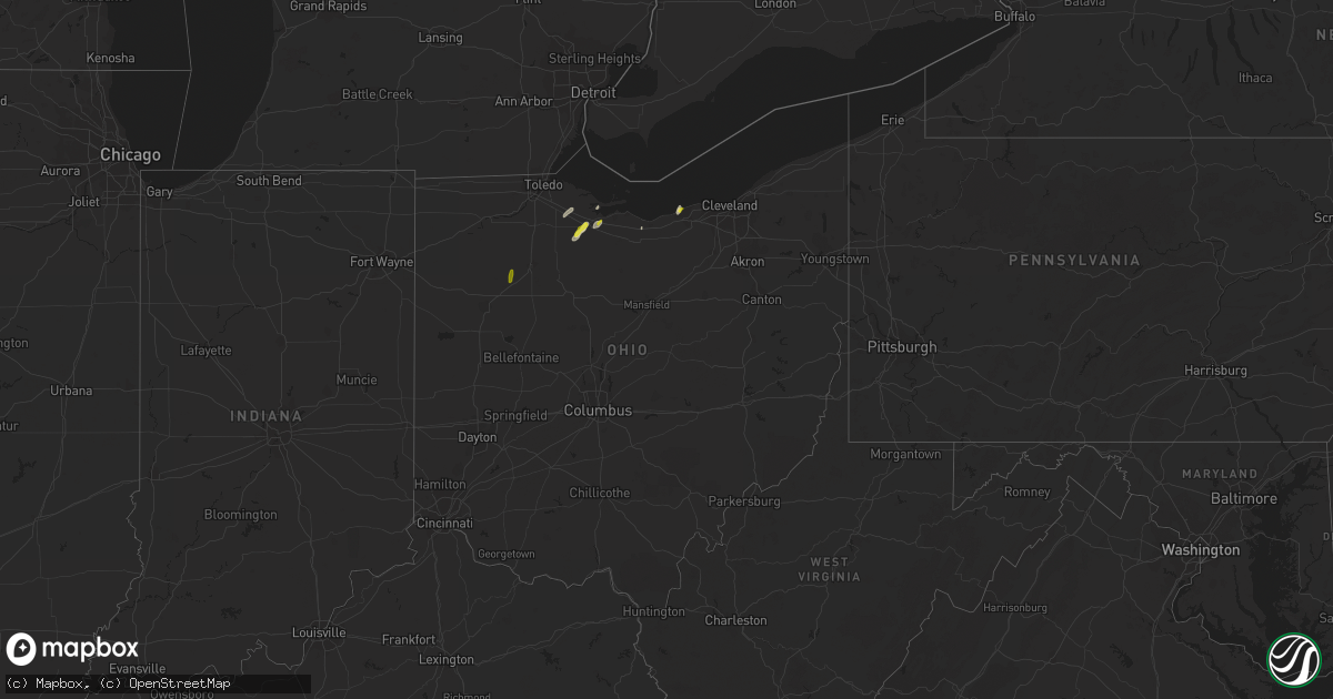 Hail map in Ohio on October 8, 2021