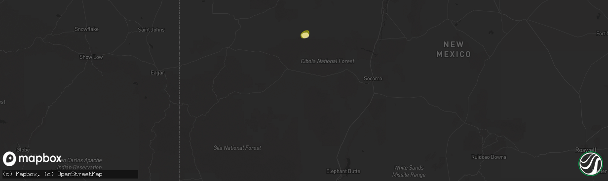 Hail map in Magdalena, NM on October 8, 2025