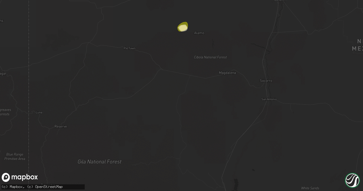 Hail map in Magdalena, NM on October 8, 2025