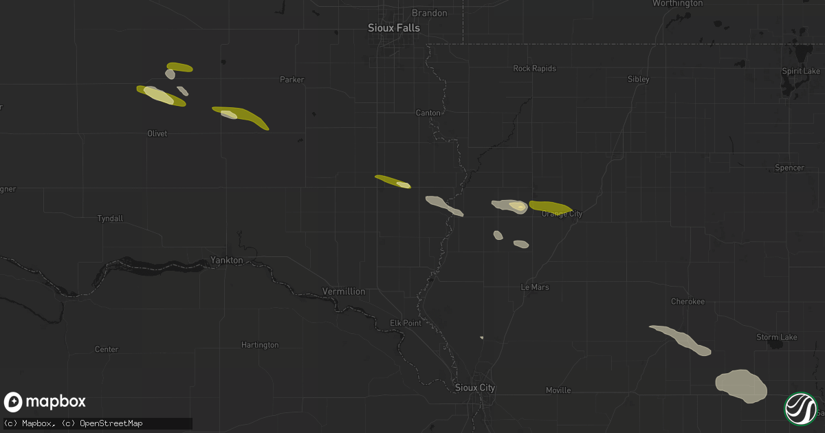 Hail map in Alcester, SD on October 8, 2026