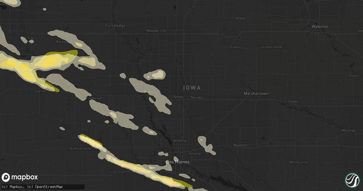 Hail map in Ames, IA on October 8, 2026