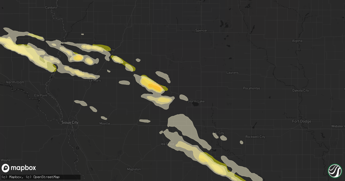 Hail map in Aurelia, IA on October 8, 2026