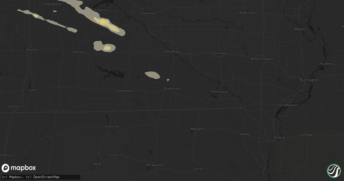 Hail map in Bloomfield, IA on October 8, 2026