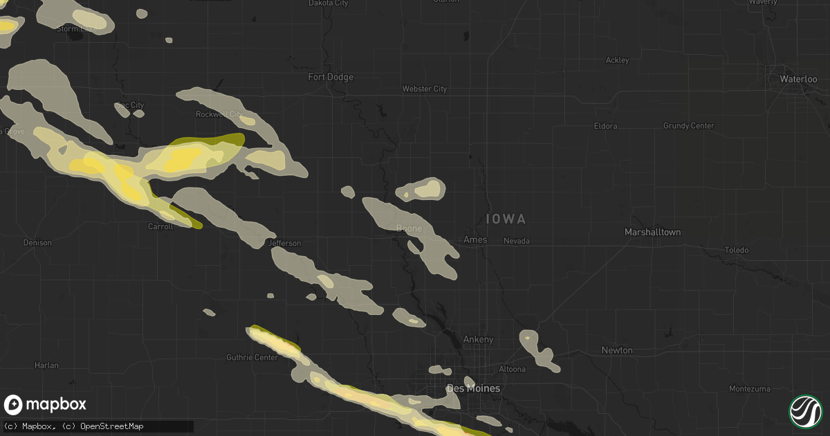 Hail map in Boone, IA on October 8, 2026