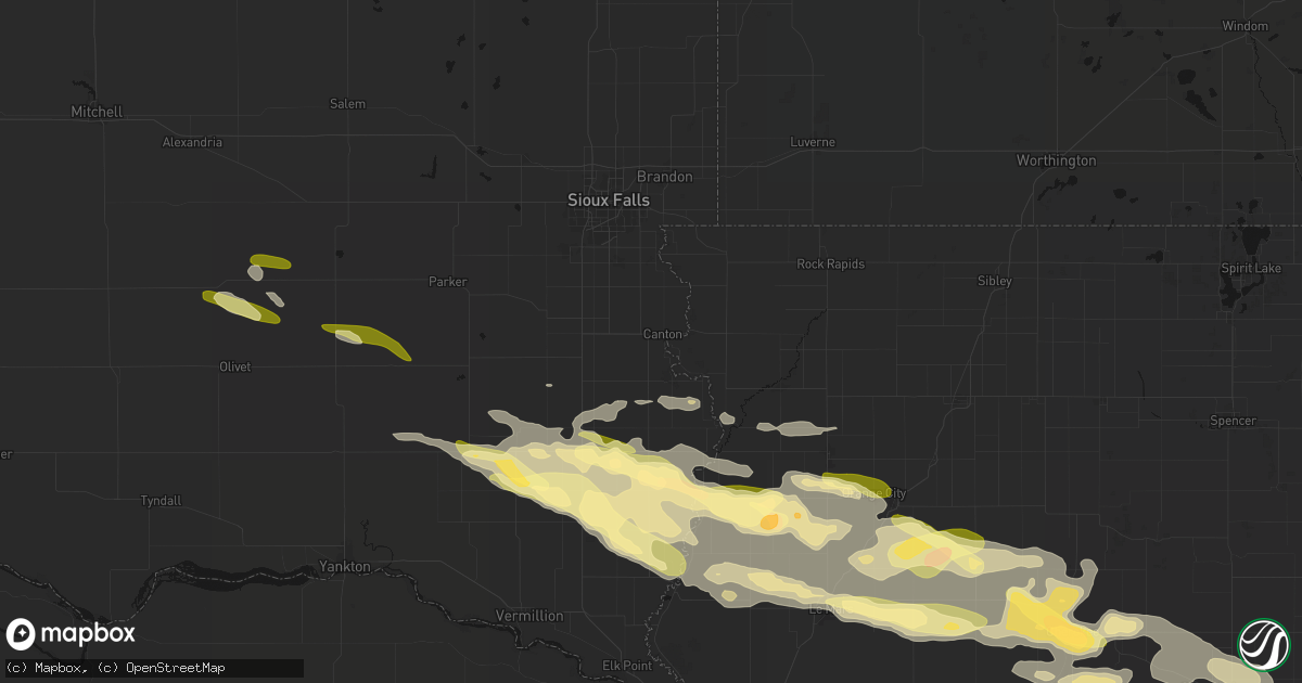 Hail map in Canton, SD on October 8, 2026