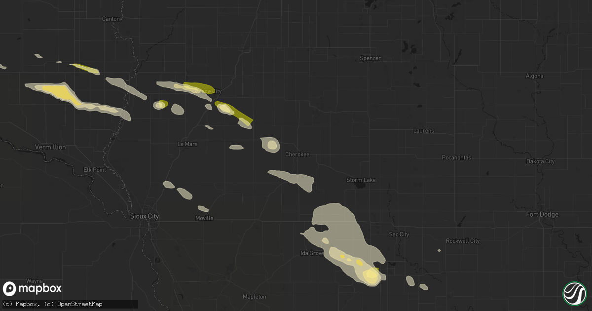 Hail map in Cherokee, IA on October 8, 2026