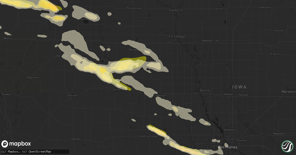 Hail map in Churdan, IA on October 8, 2026